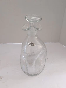 Vintage MCM Blenko Glass Pinched decanter Clear Crackle W/stopper - Picture 1 of 5