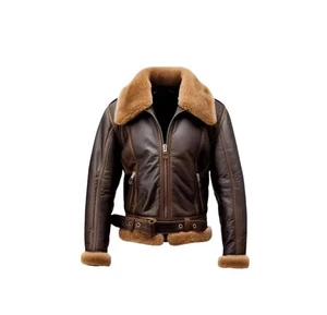 Chaqueta para hombre B3 RAF marrón bombardero volador piel de aviador cuero real - Imagen 1 de 3