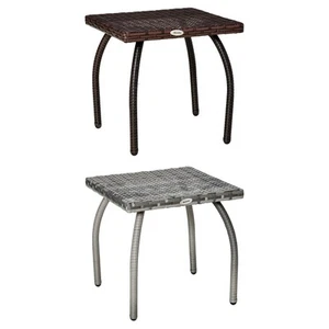 Outsunny Patio Rattan Coffee Table Outdoor Wicker Side Table Furniture Garden - Picture 1 of 23