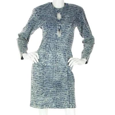 Vintage Contempo Casuals Acid Wash Keyhole Festival Retro Mini Denim Jean Dress - Image 1 of 4