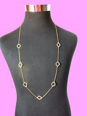 Women's Necklace Copper Color Chain White Enamel Charms Lobster Close Adjustable - Image 1 of 4