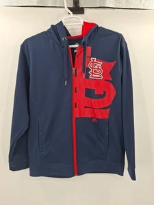 St.Louis Cardinals Large Majestic Full Zip Blue Hoodie - Picture 1 of 9
