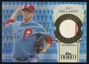 Roy Halladay #TTR-RHA 2014 Topps Tribute Titans Relic Blue Phillies GU Patch /50 - Picture 1 of 3