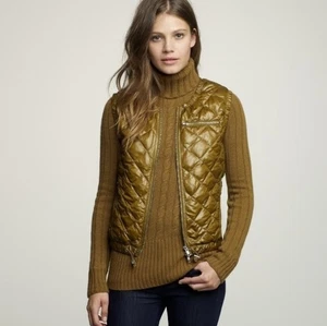 J.Crew Luminosa Down Feather Filled Vest Sz Small Lightweight Brown Zippered - Picture 1 of 6