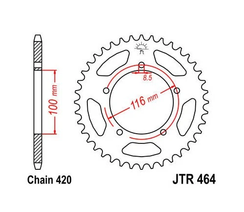 Piñón trasero de acero JT 420 44T #JTR464.44 para Kawasaki/Suzuki KX60/RM60 Foto 1 de 1