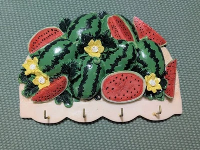 Porta llaves de 4 ganchos pintado a mano sandía KMC Foto 1 de 2