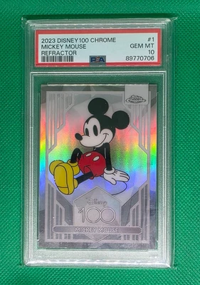 2023 Topps Chrome Disney 100 Refractor Card #1 Mickey Mouse PSA 10 GEM MINT MT - Image 1 of 2