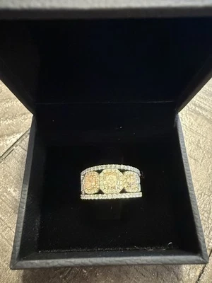 Effy 18k Two-Tone Gold Yellow Diamond Ring 1.49 Fancy Yellow Diamond VS1 Size 7 - Image 1 of 4