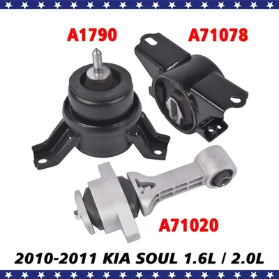 Engine Trans w/o Bracket & Torque Strut Mount 3PCS for Kia Soul 1.6L 2.0L 10-11 - Image 1 of 4