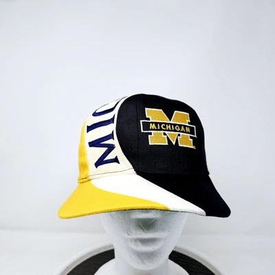 Vintage MICHIGAN WOLVERINES Swirl Spellout Snapback Hat Twins Enterprise NCAA - Image 1 of 4
