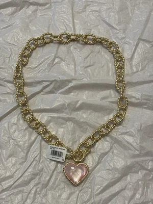 KENDRA SCOTT Haisley Heart Gold Statement Necklace Blush Mother-of-Pearl NWT - Image 1 of 4