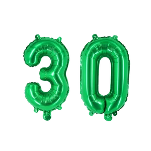 Number Thirty Green Balloon, 32" Mylar, 30th Birthday Party Decoration Balloon - Picture 1 of 1