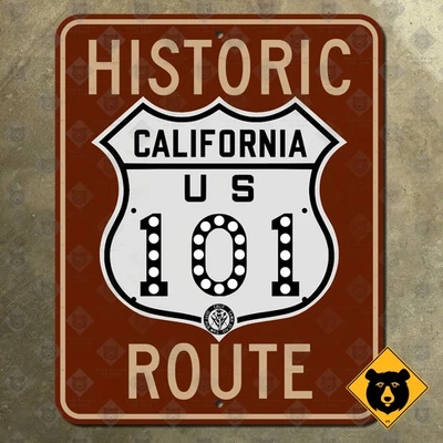 Señal de carretera California Historic Route US 101 CDOH Caltrans 9x12 Foto 1 de 2