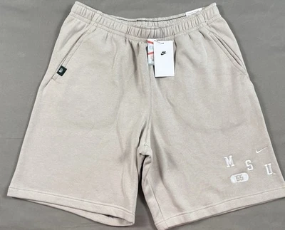 NEW Nike MSU Michigan State Spartans Fleece Shorts Beige Men’s Size L NWT - Image 1 of 4
