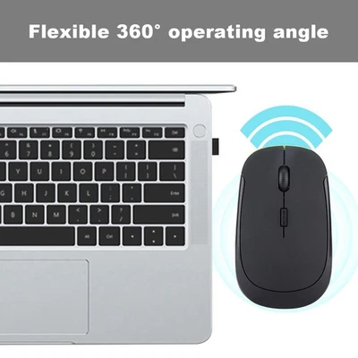 Black Ultra Thin 2.4G 1200DPI USB Wireless Mouse Ergonomic Optical Position TU - Image 1 of 4