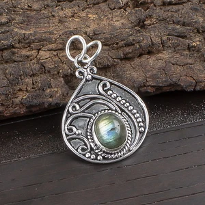 Espectacular colgante de piedras preciosas de labradorita de plata de ley 925 1,45" W785 - Imagen 1 de 2