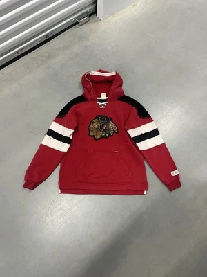 Camiseta deportiva de hockey vintage Y2K de los Chicago Blackhawks NHL con capucha logotipo grande niños talla L Foto 1 de 4