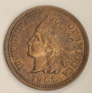 1907 Indian Head Cent FULL LIBERTY Uncirculated High Grade MS Gorgeous - Picture 1 of 3
