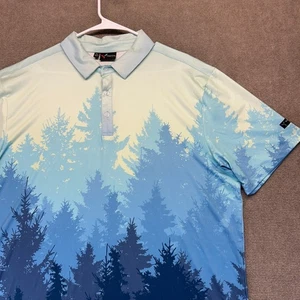 Yatta Golf Performance Poloshirt Herren XL blau ombre Bäume Wald Landschaft - Bild 1 von 10