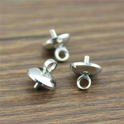 Fianza conector colgante pasador ojo plata 25 para perla semiperforada con tapa de 8 mm Foto 1 de 4