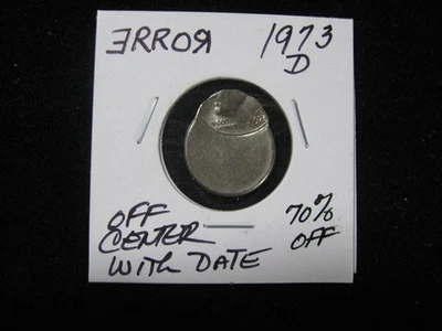 ERROR ROOSEVELT DIME 1973-D 70% OFF CENTER - Image 1 of 3