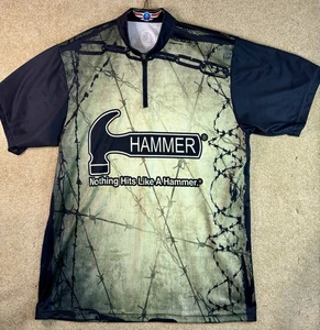 Maglia Bowling Hammer Green Nera Filo Spinato Mimetica 1/4 Zip USA Uomo 2XL - Foto 1 di 6