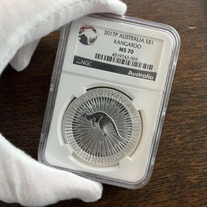 2017P Australia S$1 Kangaroo MS 70 NGC - Picture 1 of 2