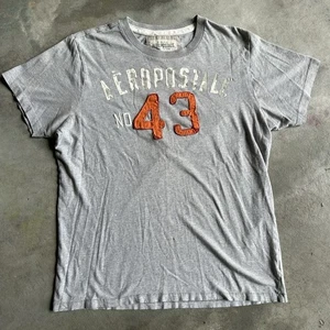 Camisa Aeropostale Para Hombre XL Gris Bordada Manga Corta Puntada Única Grunge Y2K - Imagen 1 de 5