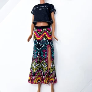 Colorful Boho Skirt California Black Top Lot Standard Fashionistas Barbie Doll - Picture 1 of 4