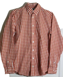 Brooks Brothers Orange Plaid Striped Boy’s 100% Cotton Shirt Youth Size Large - Picture 1 of 6