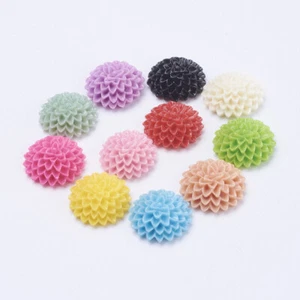 Bulk Flower Flatbacks Assorted Lot Resin Flower Cabochons Dahlia 15mm 50pcs - Picture 1 of 1