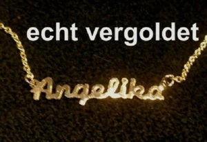 EDLE HALSKETTE ANGELIKA KETTE ECHT VERGOLDET NAMEN NAMENSCOLLIER NAMENSKETTE NEU - Bild 1 von 1