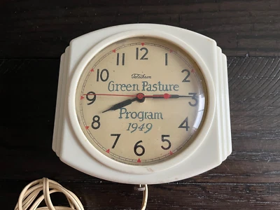 Reloj publicitario baquelita Art Deco Telechron 2H19 Green Pasture Program 1949 Foto 1 de 4