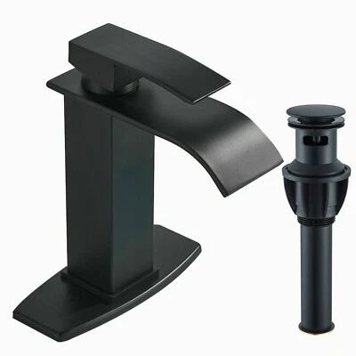 SENLESEN Matte Black Bathroom Vessel Sink Faucet Single Handle Mixer Tap with Popup Drain