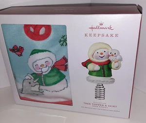 2022 Hallmark Miniature Snow Buddies Christmas Tree Topper & Skirt NEW 4" & 12" - Picture 1 of 4