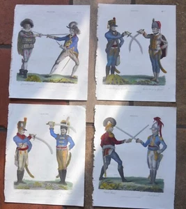 Fencing - Four  Positions Hand-Coloured antique Set of Four  Published  1810 - Picture 1 of 5