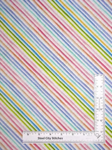 Bias Diagonal Stripe Fabric By The Yard Multicolor White Cotton Loralie Designs - Picture 1 of 1