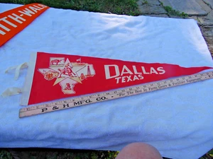 Vintage Pennant, Dallas Texas, Cowboys, Oil, Swim Suits, Alamo, Long Horn, 26" - Picture 1 of 3