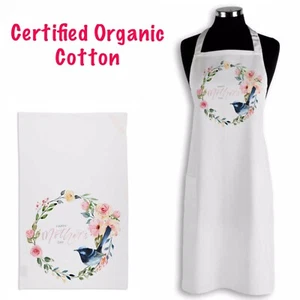 ORGANIC COTTON APRON TEA TOWEL SET AUSTRALIAN BLUE WREN MOTHERS DAY GIFT PRESENT - Picture 1 of 4