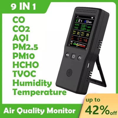 9in1 Luft Qualität Messgerät PM10 PM2.5 TVOC AQI Formaldehyd Detektor Feinstaub