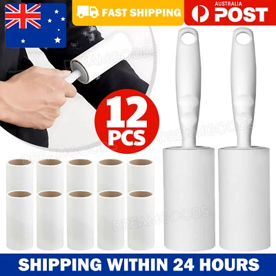 12x Lint Roller With Refills Sticky Remover Pet Dog Hair Clothes Dust Cleaning - image 1 of 4