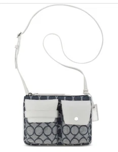 NINE WEST SIGNATURE JACQUARD POP POCKET DENIM MULTISNOW PETAL MED BLUE - Picture 1 of 10