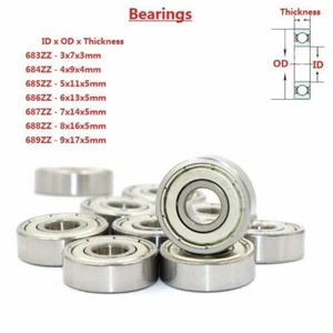 Shielded Deep Groove Ball Bearings Bearing Steel 683 684 685 686 687 688 689ZZ - Picture 1 of 4