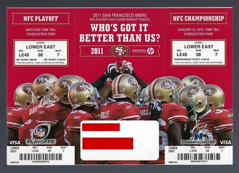 2011-12 NFL NFC PLAYOFFS SAINTS & GIANTS @ 49ERS FULL UNUSED FOOTBALL TICKETS Cover