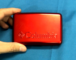 COLUMBIA Unisex RFID BLOCKING SHEILD Red METAL HARD Credit Card WALLET/HOLDER