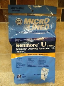 10-pack Micro Lined Vacuum Bags, Kenmore U&O (50688/50690) Panasonic U-2 Miele Z - Picture 1 of 6