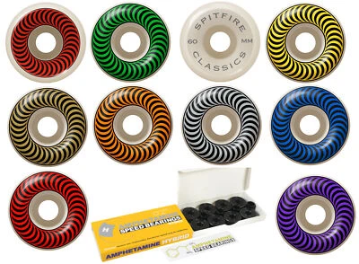 Ruedas de monopatín Spitfire con rodamientos híbridos de cerámica clásicos blancas 99A Foto 1 de 3