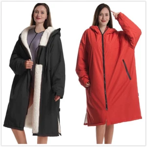Accappatoio fasciatoio impermeabile con fodera in pile di agnello oversize nuoto parka cappotto giacca - Foto 1 di 32