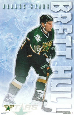 Vintage Original BRETT HULL ACTION Dallas Stars NHL Hockey Poster (2000) Cover