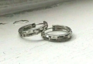 Authentic 925 Sterling Silver Huggie Earrings - Picture 1 of 7